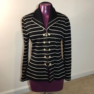 St. John Woven Navy Striped Zip Jacket EXCELLENT CONDITION